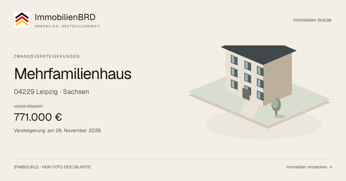 Symbolbild: Mehrfamilienhaus in Leipzig — Zwangsversteigerung, kein Foto des Objekts