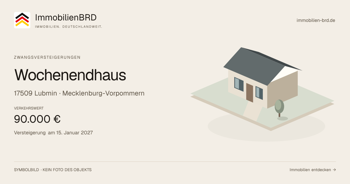 Symbolbild: Wochenendhaus in Lubmin — Zwangsversteigerung, kein Foto des Objekts