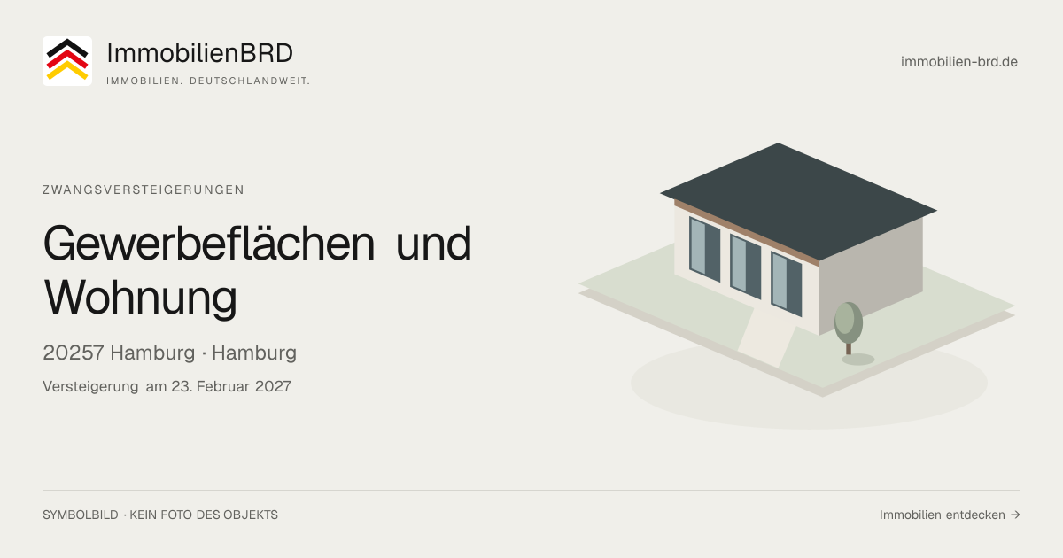 Symbolbild: Gewerbeflächen und Wohnung in Hamburg — Zwangsversteigerung, kein Foto des Objekts