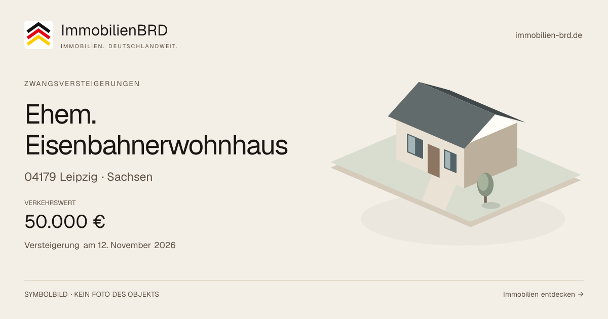 Symbolbild: Ehem. Eisenbahnerwohnhaus in Leipzig — Zwangsversteigerung, kein Foto des Objekts