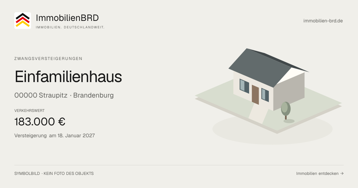 Symbolbild: Einfamilienhaus in Straupitz — Zwangsversteigerung, kein Foto des Objekts